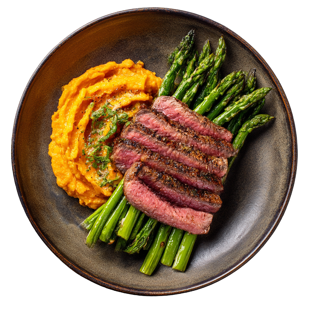 Steak + Potato Mash + Asparagus